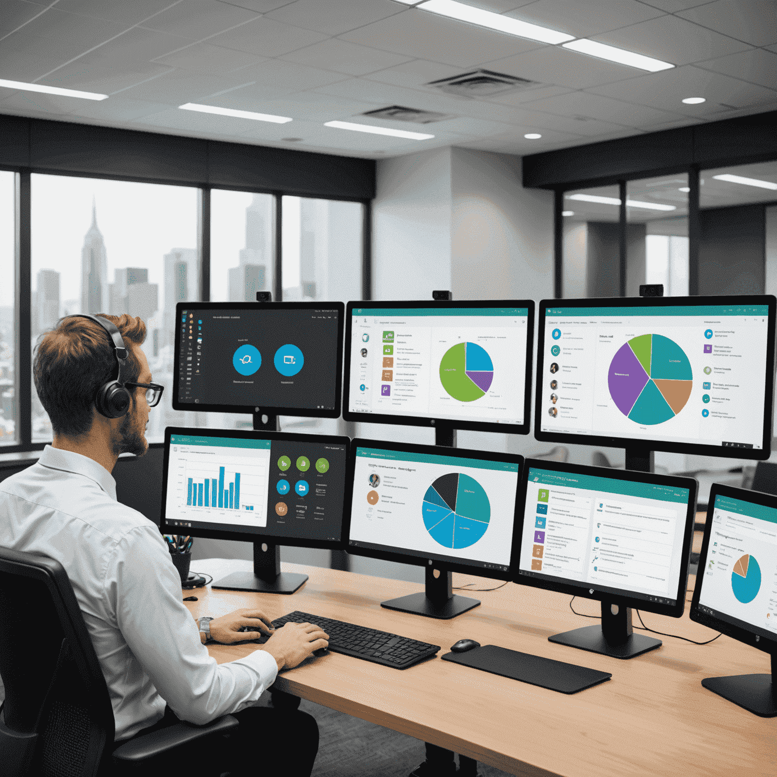 Enterprise Communication Suite showing a dashboard with various communication tools like video conferencing, instant messaging, and team collaboration features