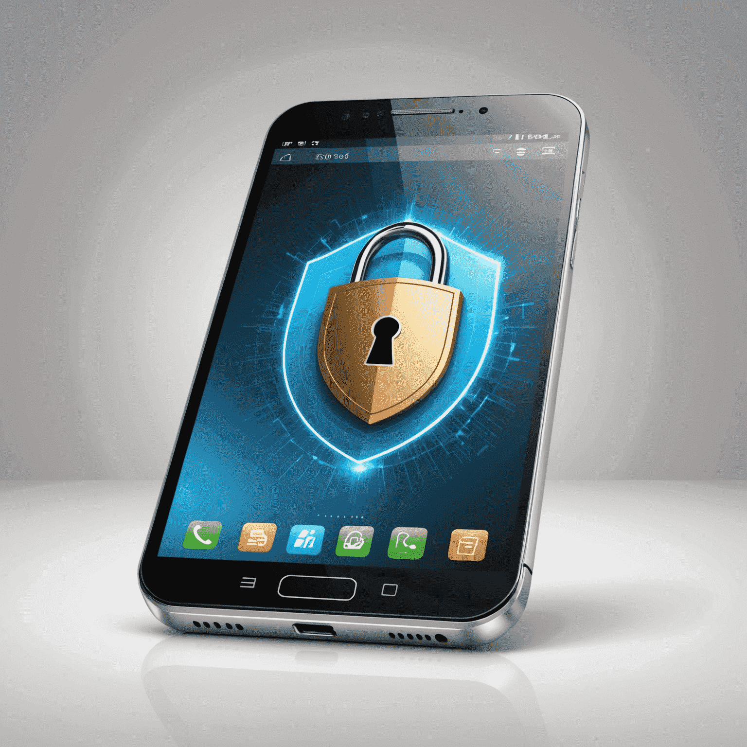 Illustration of a mobile device with a shield and lock icon, representing enhanced security measures for business mobile communications