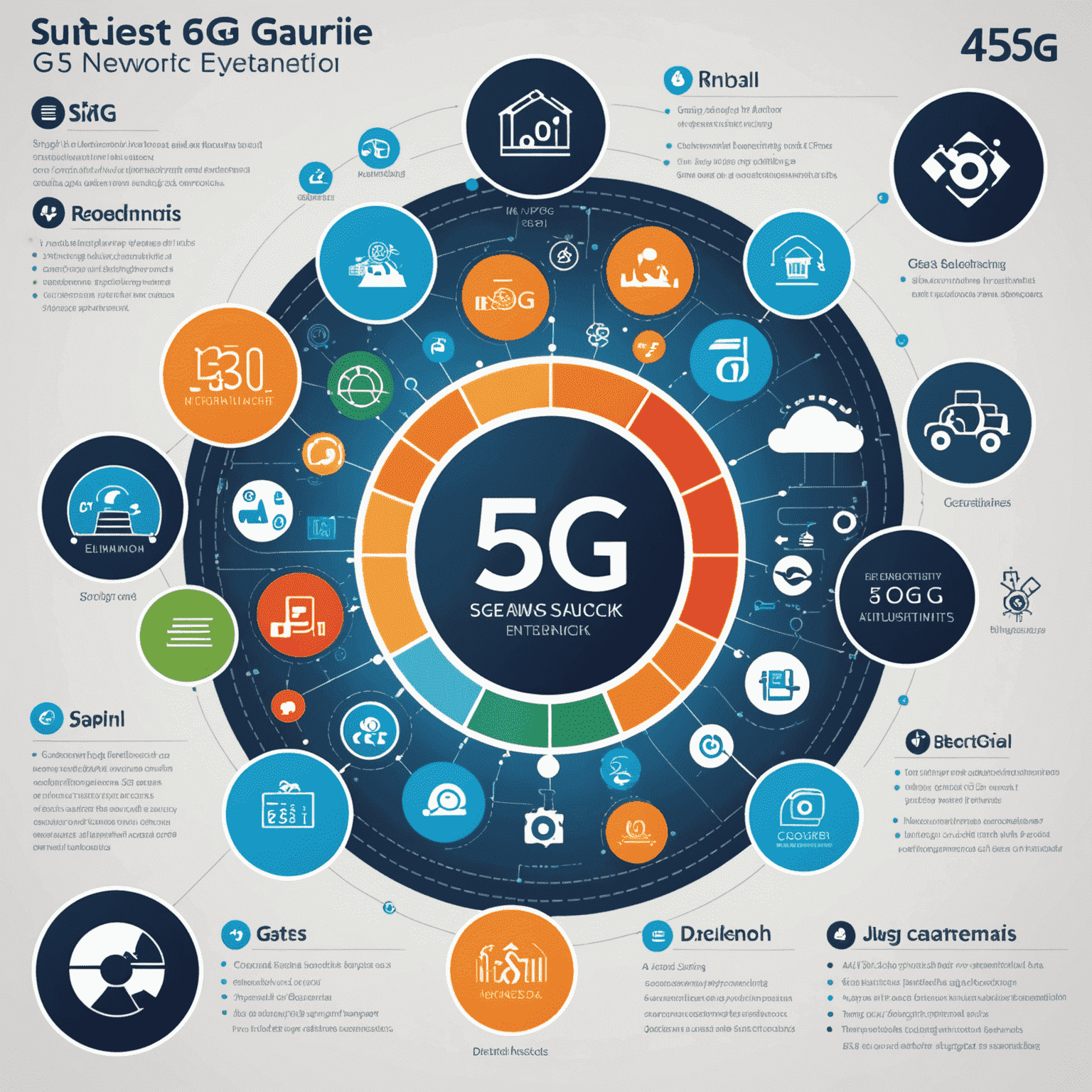 Infographic showing different 'slices' of a 5G network allocated to various industries such as healthcare, automotive, and entertainment
