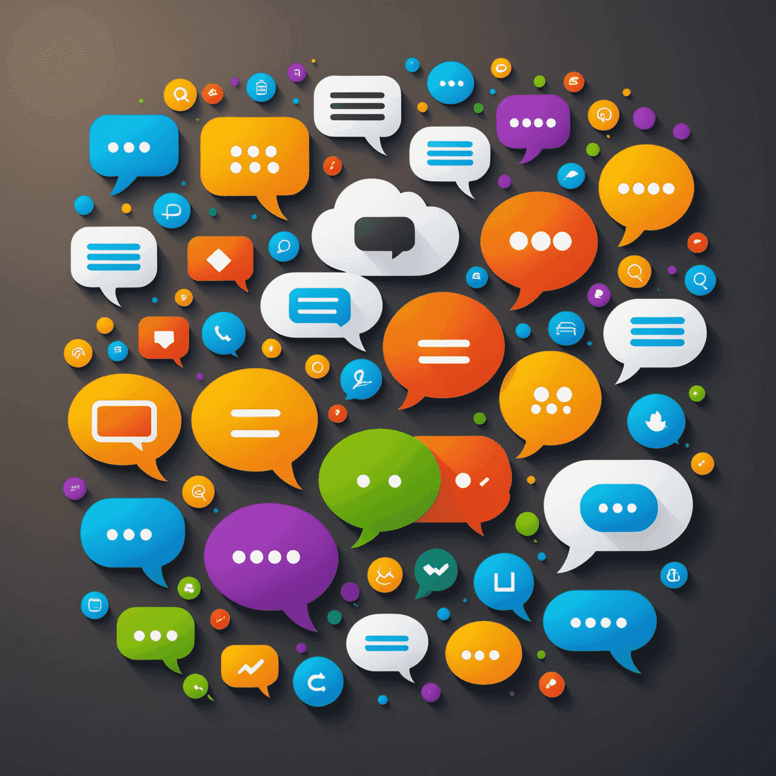 Illustration of various messaging icons and chat bubbles, representing SMS, MMS, and instant messaging platforms